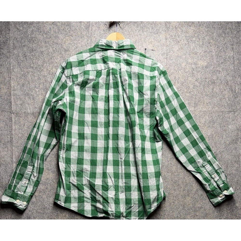 Tommy Hilfiger Men's L Button Down‎ Shirt Green White Plaid Men's Long Sleeve - Picture 4 of 13